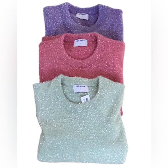 Old Navy NWT Eyelash Shiny Sparkly Pull Over Sweater Size 2X Green,Purple,Pink - Picture 9 of 15